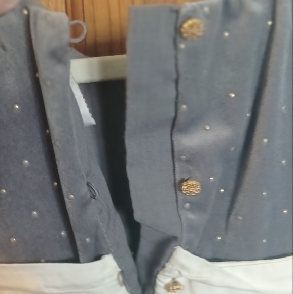 Max Studio Gray Velvet Baby Top / Dress with Polka Dots & Bow size 24M - Picture 4 of 8